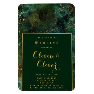 Magnet Flexible Élégant Emerald Green & Gold Parties scintillant A