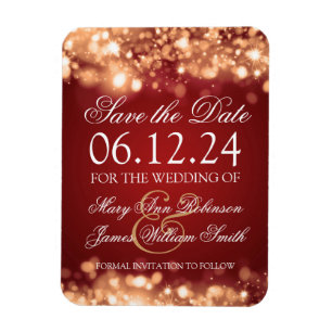 Magnet Flexible Élégant Enregistrer La Date Sparkling Lights Or