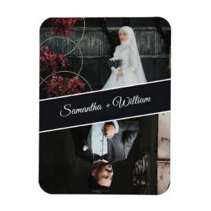 Magnet Flexible Élégant Et Moderne Personnalisé 2 Mariage Photo
