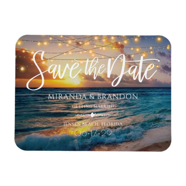 Magnet Flexible Elégant été Sunset Beach Mariage Enregistrer la da (Horizontal)