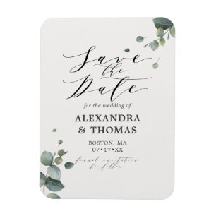 Magnet Flexible Elégant Eucalyptus Enregistrer la date Pas de phot