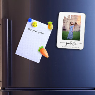 Magnet Flexible Élégant Faire-part photo de graduation de script