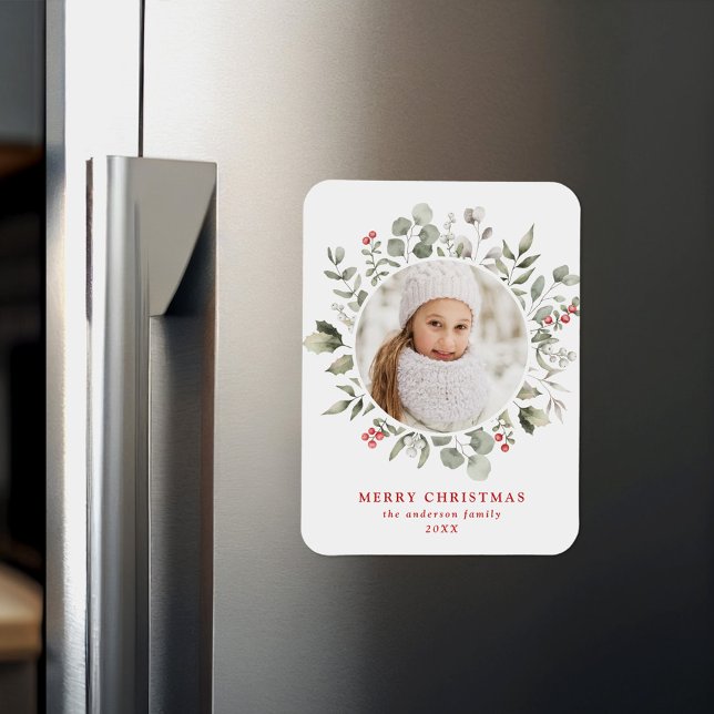 Magnet Flexible Élégant feuillage d'hiver et baies Holly Photo (Créateur téléchargé)