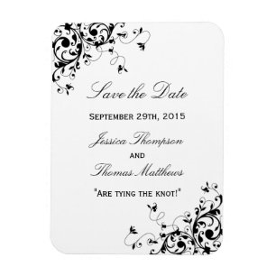 Magnet Flexible Elégant Fils Noir & Blanc Mariage Enregistrer La D