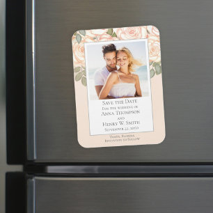 Magnet Flexible Élégant floral Enregistrer la date Mariage photo
