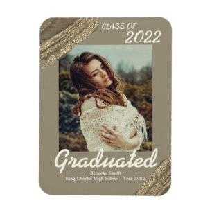 Magnet Flexible Élégant Gold Sparkling Photo Graduation