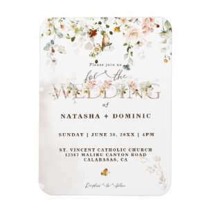Magnet Flexible Élégant mariage de jardin de fleurs sauvages à l'a