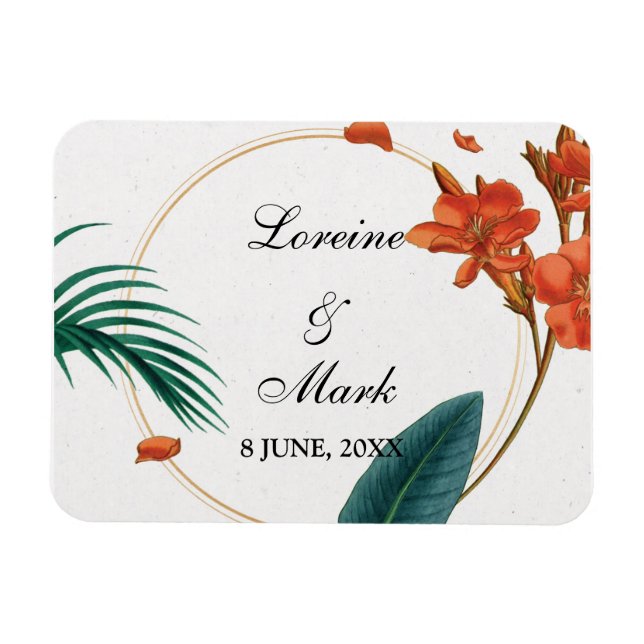 Magnet Flexible Élégant Mariage floral tropical (Horizontal)
