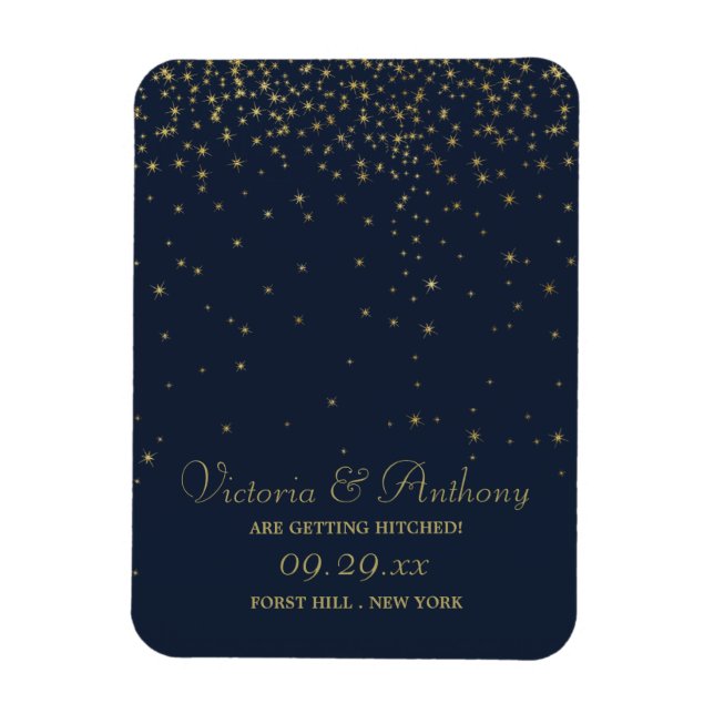 Magnet Flexible Elégant Marine & Gold Falling Stars Enregistrer La (Vertical)
