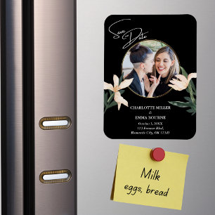 Magnet Flexible Élégant Moderne Fleurs Photo Mariage Enregistrer L