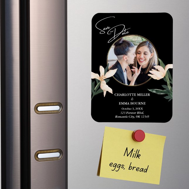 Magnet Flexible Elégant Moderne Floral Photo Mariage Enregistrer L (Créateur téléchargé)