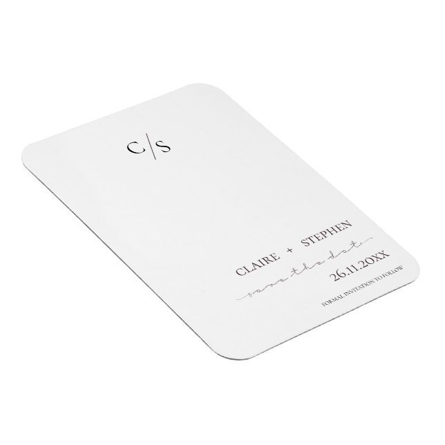 Magnet Flexible Élégant Monogramme Noir Blanc Mariage Enregistrer  (Côté Droit)