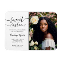 Élégant noir Script Sweet 16 Anniversaire Photo