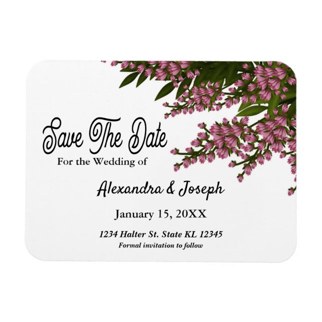 Magnet Flexible Elégant Rose Floral Aquarelle Enregistrer La Date (Horizontal)