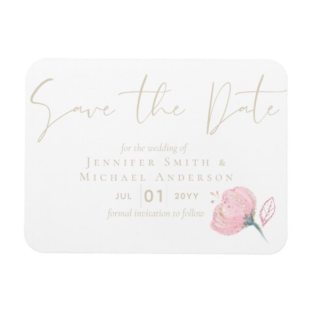 Magnet Flexible Élégant Rose or moderne Mariage Étincelle (Horizontal)