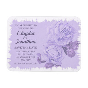 Magnet Flexible Elégant rustique bleu rose floral mariage