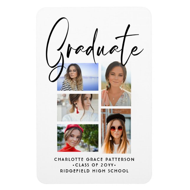 Magnet Flexible Élégant Script Multi Photo Graduate (Vertical)