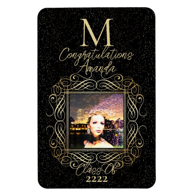 Magnet Flexible Elegant Scroll + Gold Dots Congratulation Class of (Vertical)