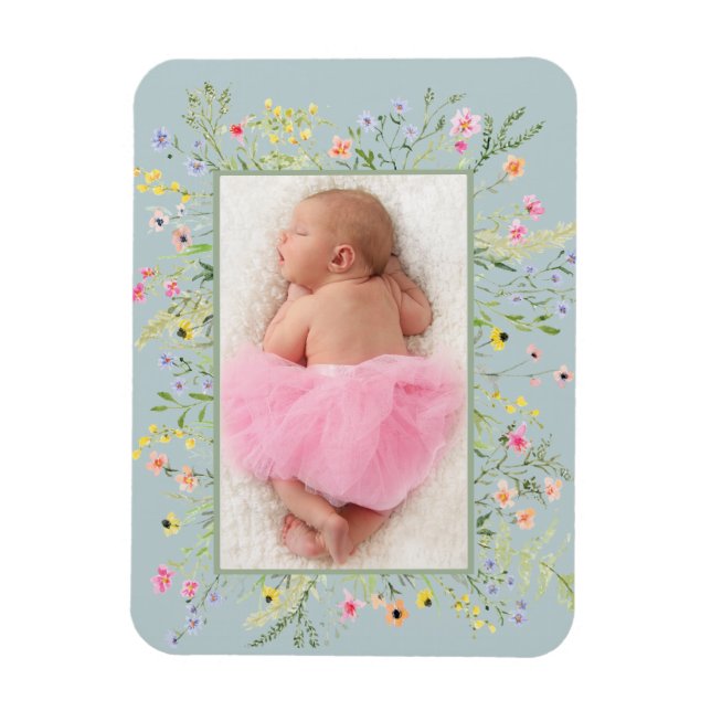Magnet Flexible Elégante aquarelle Fleur sauvage photo cadre (Vertical)