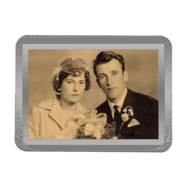 Magnet Flexible Elégante bordure argent image personnalisée (Horizontal)