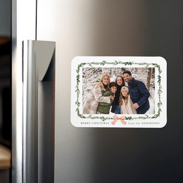 Magnet Flexible Elégante Bow Rouge Vert Garland Photo de vacances (Créateur téléchargé)