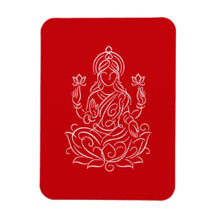 Magnet Flexible Elégante ligne d'art de la déesse Lakshmi sur Lotu