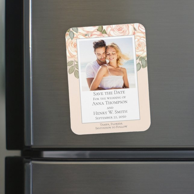 Magnet Flexible Élégante Photo de Mariage Fleurie pour Annoncer la (Créateur téléchargé)