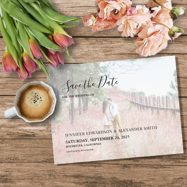 Magnet Flexible Elégante photo moderne Enregistrer la carte magnét (Elegant modern photo Save the Date magnetic card Magnet.)