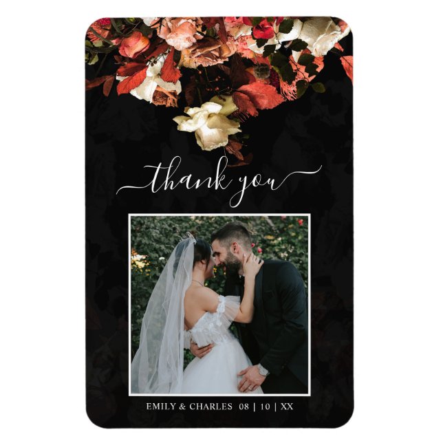 Magnet Flexible Elégante Rustique Fleurs d'automne Mariage Merci (Vertical)