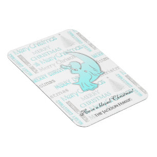 Magnet Flexible Élégante typographie de Noël Turquoise et Argent
