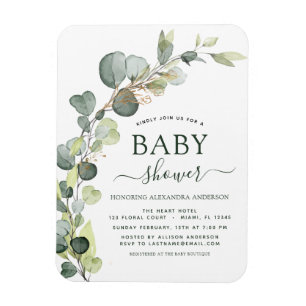 Magnet Flexible Elégante verdure Baby shower Eucalyptus