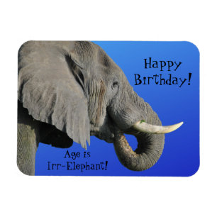 Magnet Flexible Elephant Joyeux Anniversaire Funny Age est Irr Ele