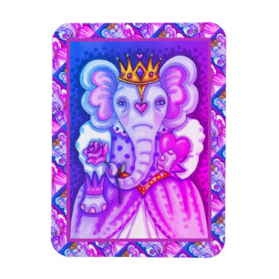 MAGNET FLEXIBLE ELEPHANT REINE DES COEURS ET ROSE ROYAL VALENTINE