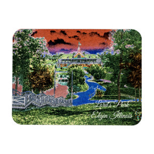 MAGNET FLEXIBLE ELGIN ILLINOIS LORDS PARK PAVILION 1920'S ART VIEW