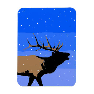 Magnet Flexible Elk bouillonnant en hiver - Art original de la fau