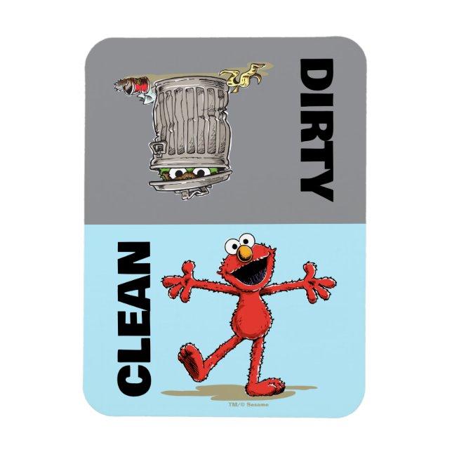 Magnet Flexible Elmo et Oscar "Propre ou Sale" Lave-vaisselle (Vertical)
