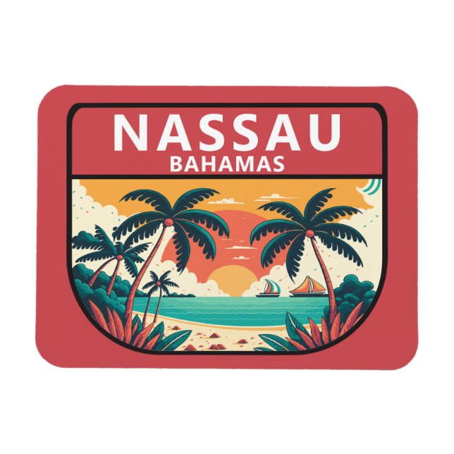 Magnet Flexible Emblème rétro de Nassau Bahamas (Horizontal)