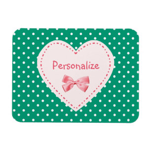 Magnet Flexible Emerald Green Heart Avec Nom