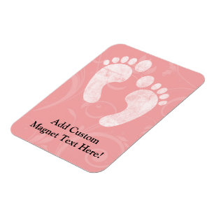 Magnet Flexible Empreintes de bébé rose/blanc