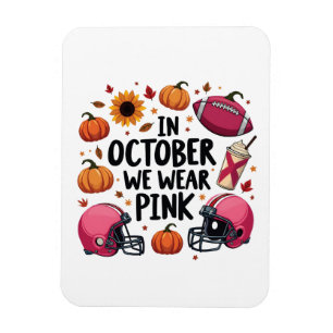 Magnet Flexible En Octobre nous portons Pink Breast Cancer Footbal