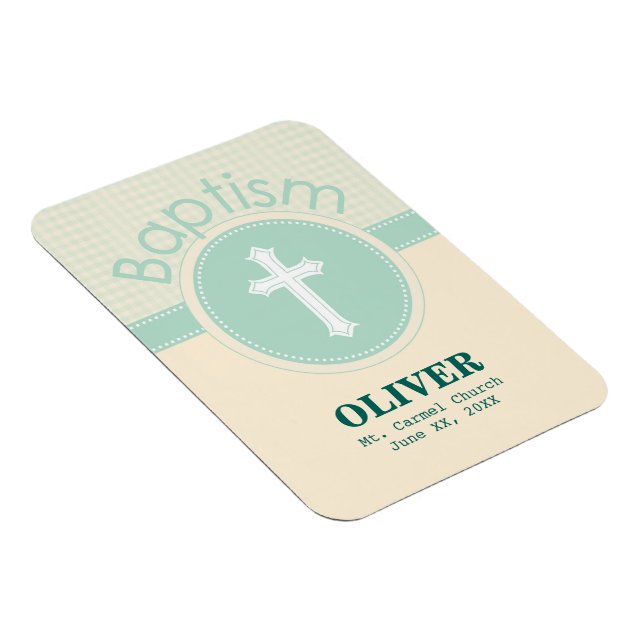 Magnet Flexible Enfant de Dieu Baptême, Genre vert neutre (Côté Droit)