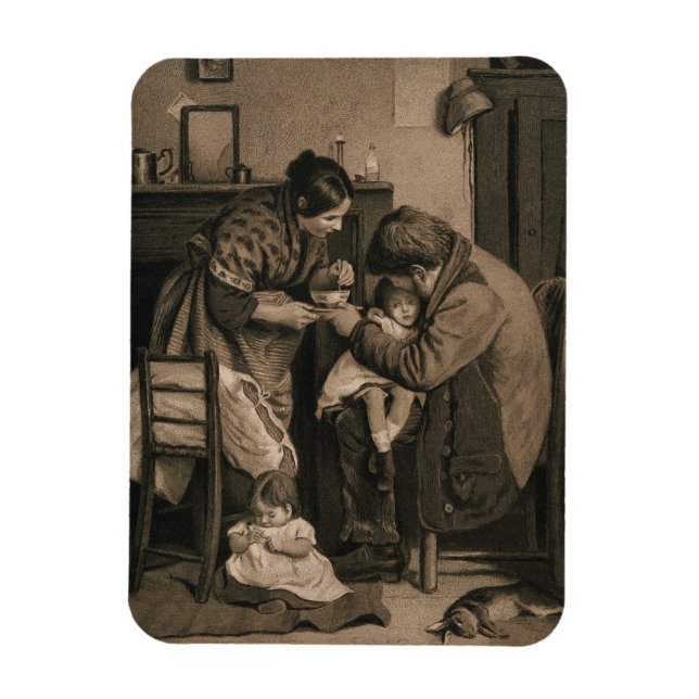 Magnet Flexible Enfant malade soutenu par son père et sa mère (Vertical)