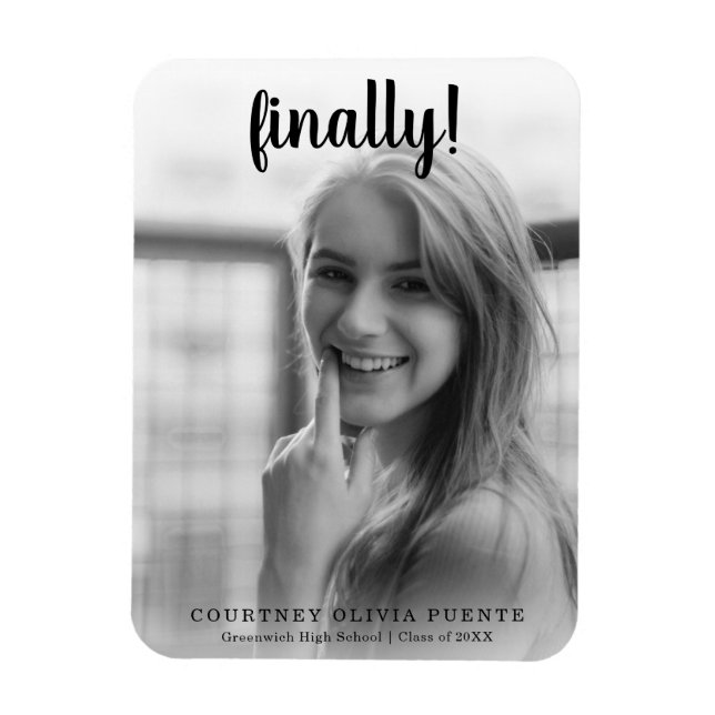 Magnet Flexible Enfin Faire-part de graduation photo moderne (Vertical)