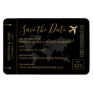 Magnet Flexible Enregistrer la date Black and Gold Destination Wed
