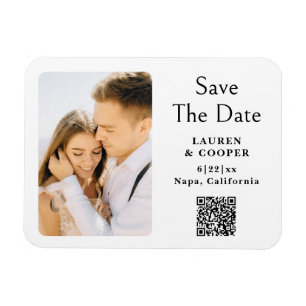 Magnet Flexible Enregistrer La Date Blanc Noir Style Mariage moder