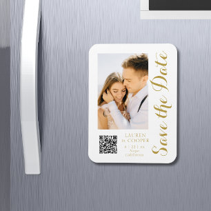 Magnet Flexible Enregistrer La Date Blanc Or Style Mariage Moderne