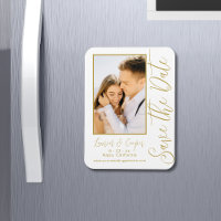 Enregistrer La Date Blanc Or Style Mariage Moderne