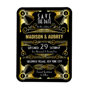 Magnet Flexible Enregistrer la date Gatsby Mariage Art Déco Gold N