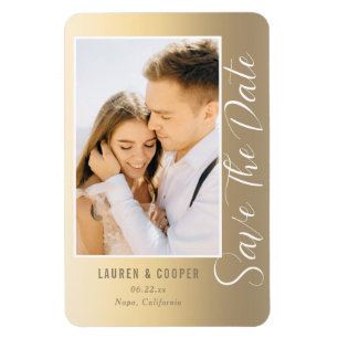 Magnet Flexible Enregistrer La Date Gold Style Script Modern Maria
