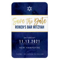 ENREGISTRER LA DATE moderne bleu foncé or bar mitz